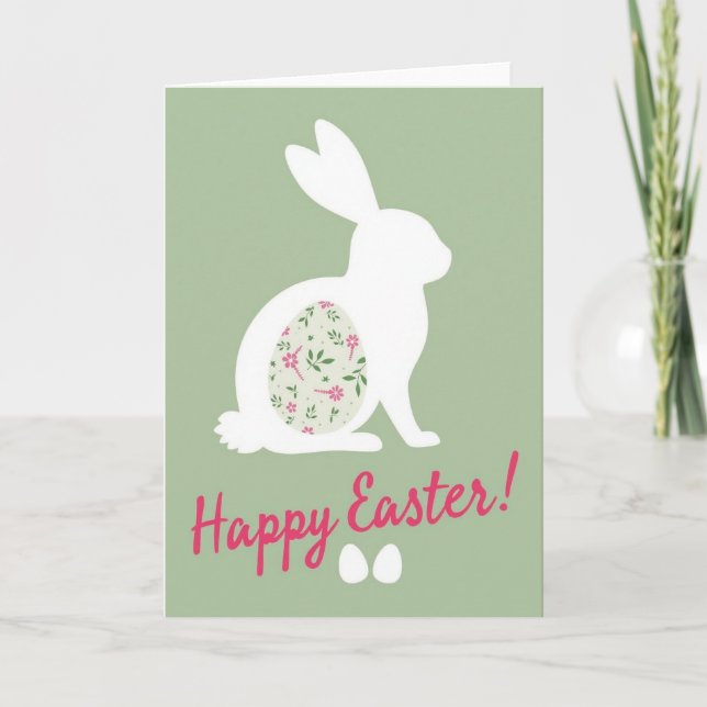 Tarjeta de Pascua de conejo floral (Anverso)