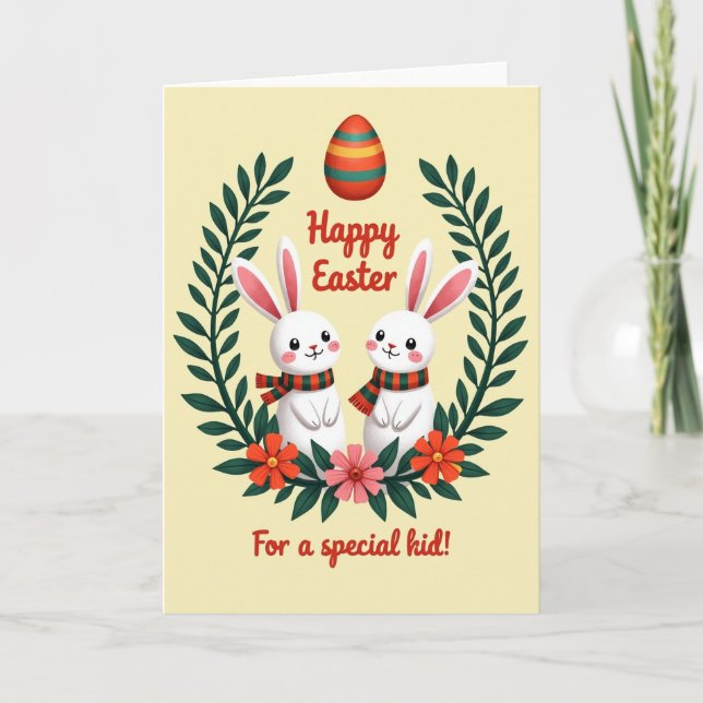 Tarjeta de Pascua de conejos a rayas (Anverso)