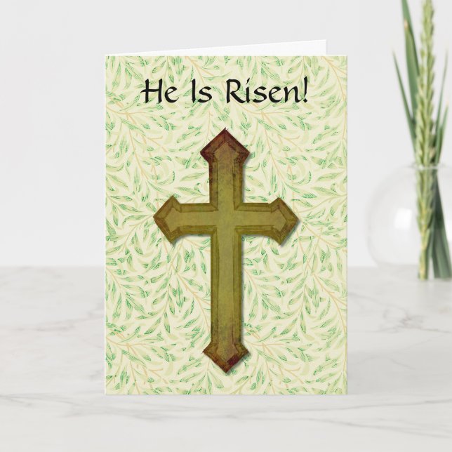 Tarjeta de Pascua de Cruz de Fe Resucitó (Anverso)