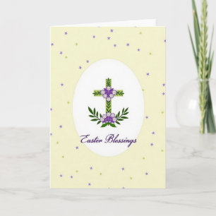 Tarjeta de Pascua de Cruz Floral