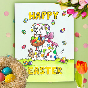 Tarjeta de Pascua de dálmata feliz