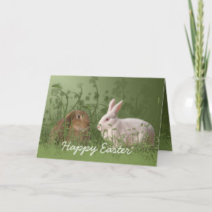 Tarjeta de Pascua de dos Conejos