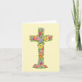 Tarjeta de Pascua de Flor Cross Watercolor Easter