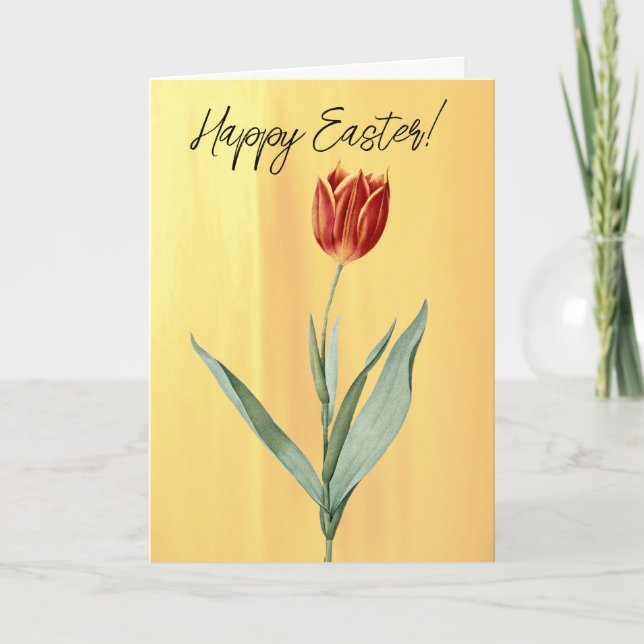 Tarjeta de Pascua de Flor de Tulipano Rojo de Esti (Anverso)