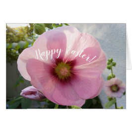 Tarjeta de Pascua de Flor Rosa brillante Hollyhock