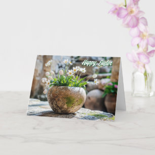 Tarjeta de Pascua de Flores de Primavera Blanca