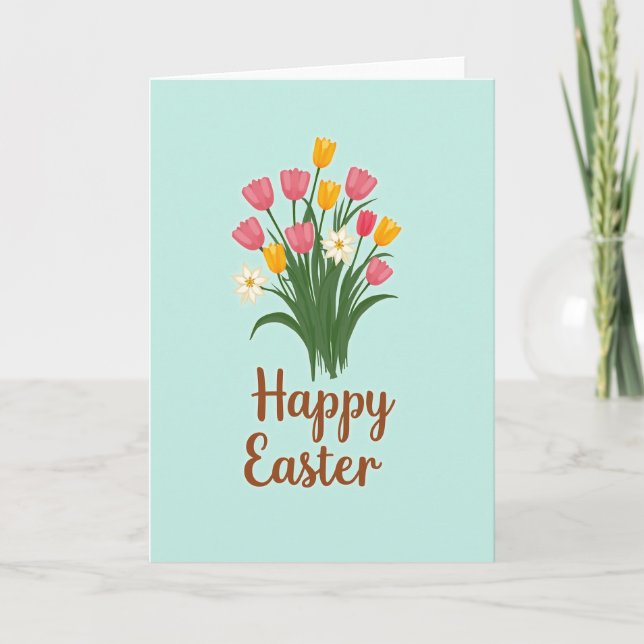Tarjeta de Pascua de flores felices de primavera (Anverso)
