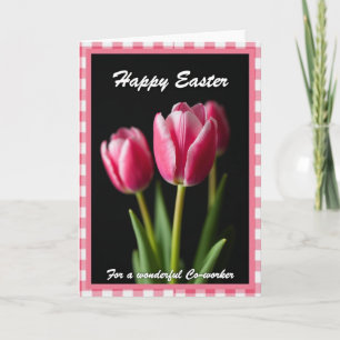 Tarjeta de Pascua de Flores Rosadas