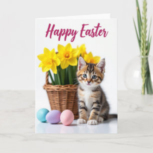 Tarjeta de Pascua de Gatito Adorable