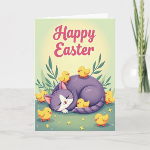 Tarjeta de Pascua de Gatito de Primavera