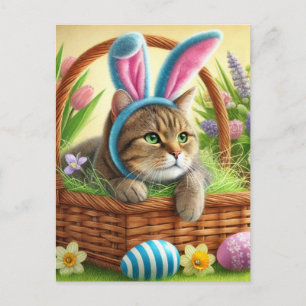Tarjeta de Pascua de gato adorable