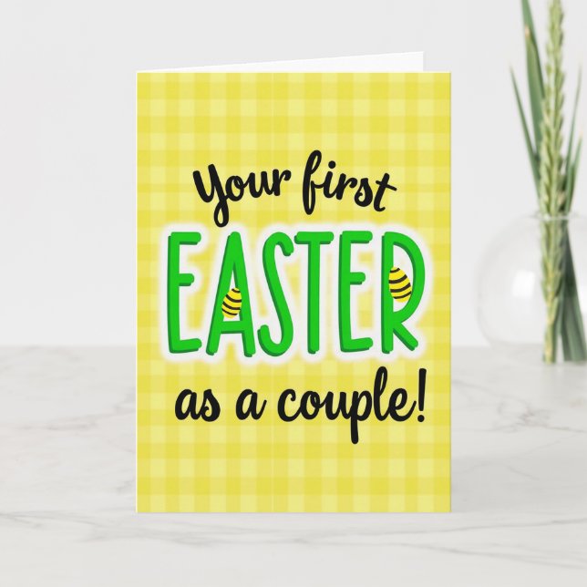 Tarjeta de Pascua de Gingham Amarillo (Anverso)