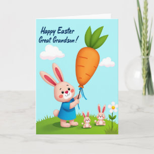 Tarjeta de Pascua de globo de zanahoria de conejit