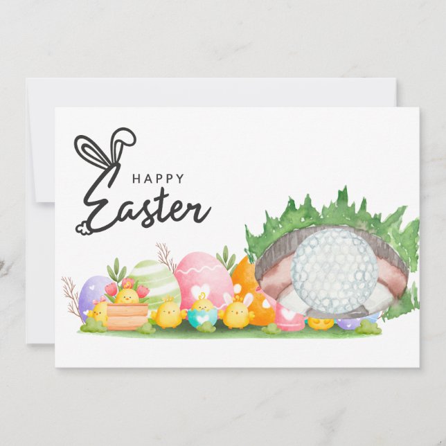Tarjeta de Pascua de Golf para acuarela de oro (Anverso)