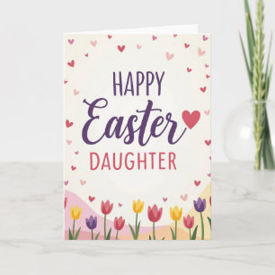 Tarjeta de Pascua de hija con patrón de corazón
