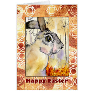 Tarjeta de Pascua de la liebre sobresaliente