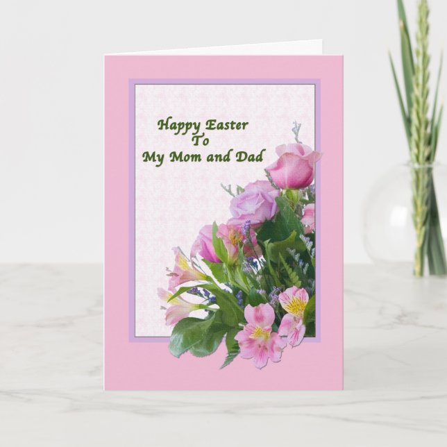 Tarjeta de pascua de la mamá y del papá con las (Anverso)