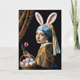 Tarjeta de Pascua de la Muchacha con un Pendiente