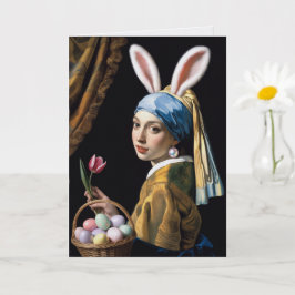 Tarjeta de Pascua de la Muchacha con un Pendiente