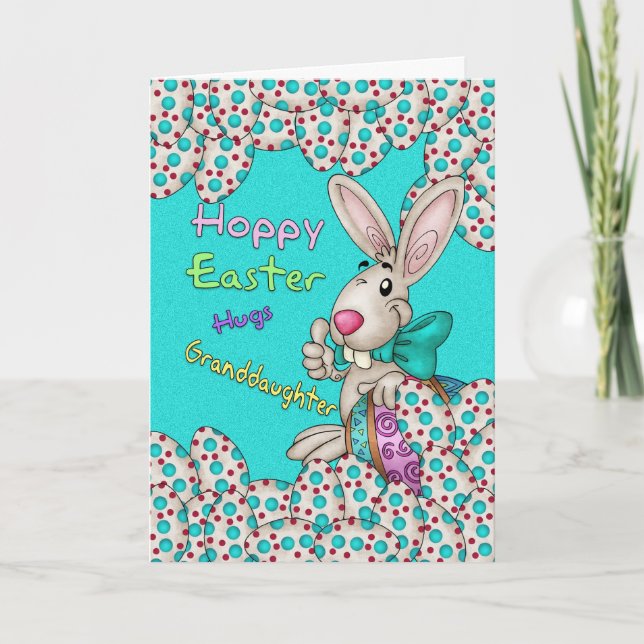 Tarjeta de pascua de la nieta con el conejito de (Anverso)