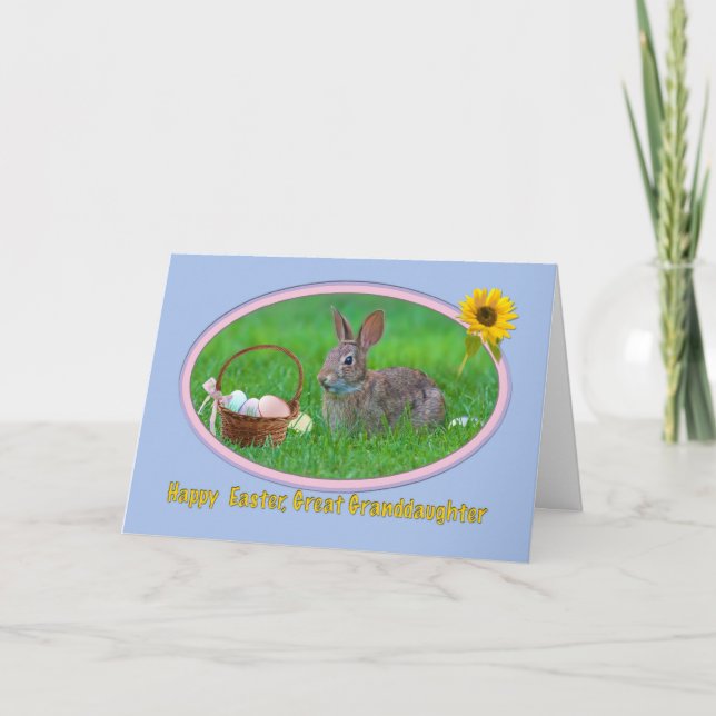 Tarjeta de pascua de la nieta con el conejito y (Anverso)