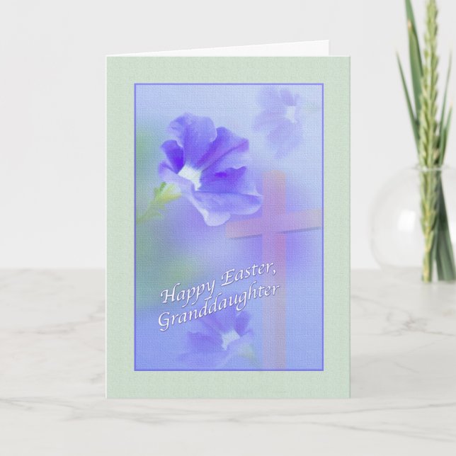 Tarjeta de pascua de la nieta con las flores y la (Anverso)