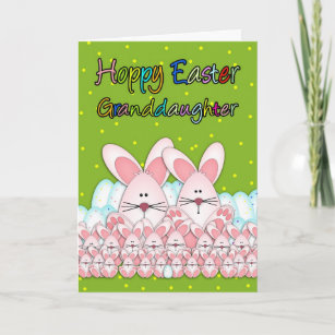 Tarjeta De Pascua Para Gran Nieta - Diseño Con Conejitos Y Castillo - Tamaño 20.3x15.2 Cm, Reino Unido