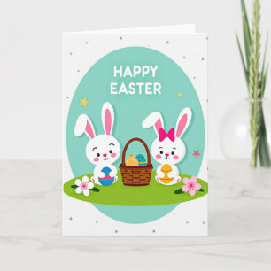 Tarjeta de Pascua de Lagomorfos Felices