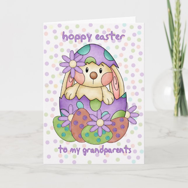 Tarjeta de Pascua de los Abuelos con conejo de Pas (Anverso)