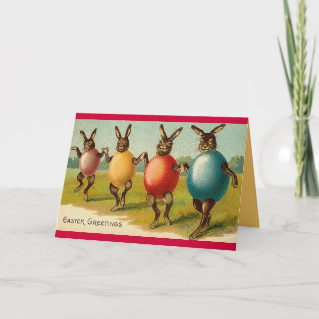 Tarjeta de pascua de los conejos del baile (Anverso)