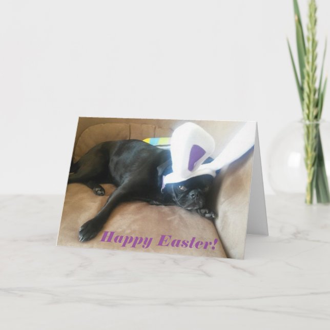 Tarjeta de pascua de los oídos del conejito de (Anverso)