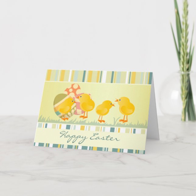 Tarjeta de pascua de los polluelos y de los huevos (Anverso)