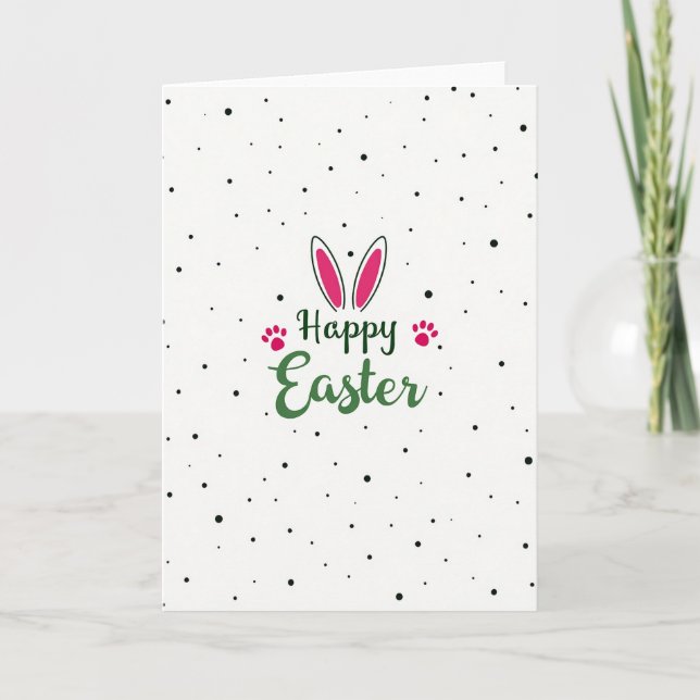 Tarjeta de Pascua de lunares y orejas rosadas (Anverso)