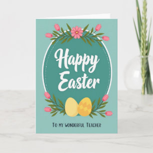 Tarjeta de Pascua de Maestro Óvalo Verde Acuario