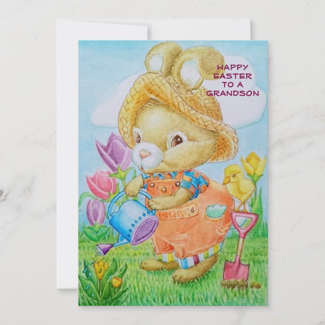 Tarjeta de Pascua de Nietos Personalizados (Anverso)