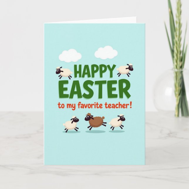 Tarjeta de Pascua de Ovejas Esponjosas (Anverso)