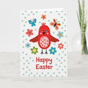 Tarjeta de Pascua de Pájaro Carmesí Feliz