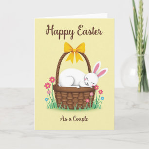 Tarjeta de Pascua de Pareja de Conejo de Primavera