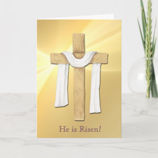 Tarjeta de Pascua de Pascua de Madera Luz Dorada (Anverso)