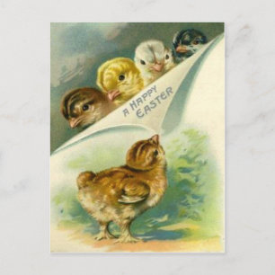 Tarjeta de Pascua de Pollitos de Pascua Antiguos