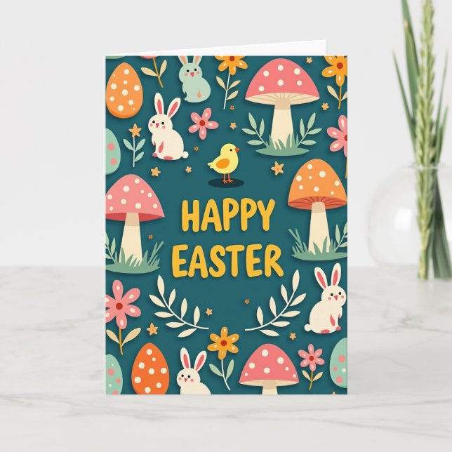 Tarjeta de Pascua de primavera feliz (Anverso)