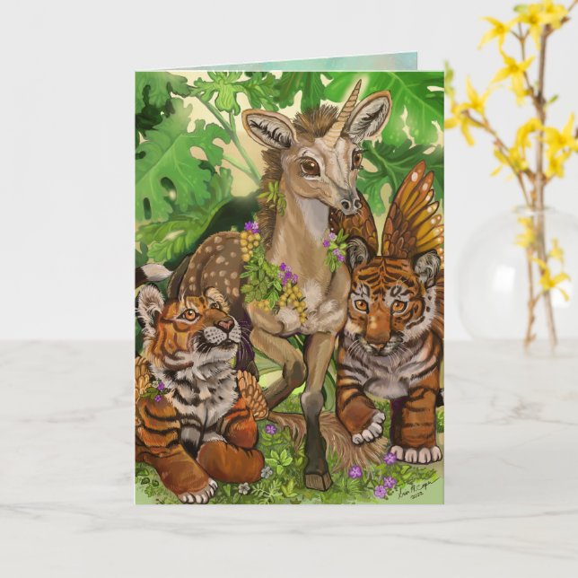 Tarjeta de Pascua de unicornio 'Inocencia de lo nu (flor amarilla)