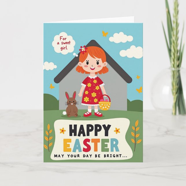 Tarjeta de Pascua de vestido floreado (Anverso)