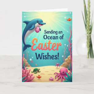 Tarjeta de Pascua de Vida Marina Feliz