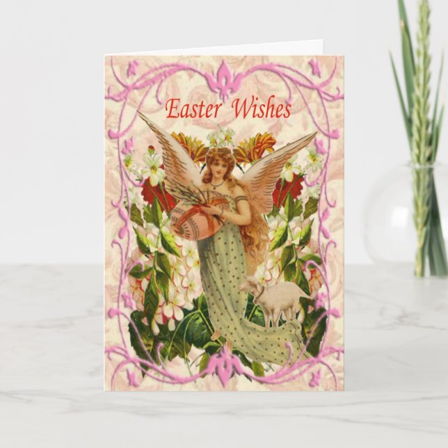 Tarjeta de pascua del ángel del jardín de la (Anverso)