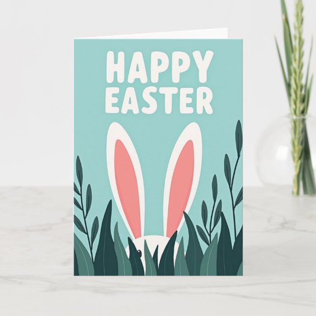 Tarjeta de Pascua del Conejo de Peek A Boo (Anverso)