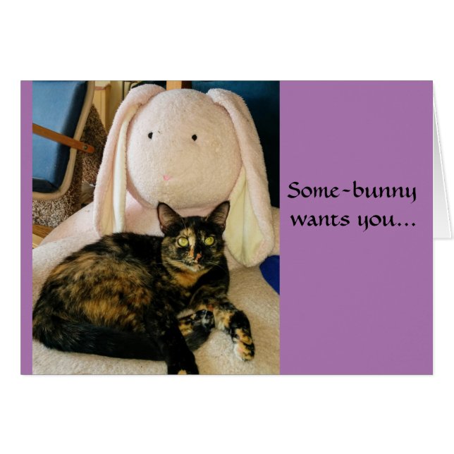 Tarjeta de pascua del gato de Tortie (Anverso (Horizontal))