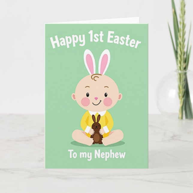 Tarjeta de Pascua del primer conejito lindo (Anverso)
