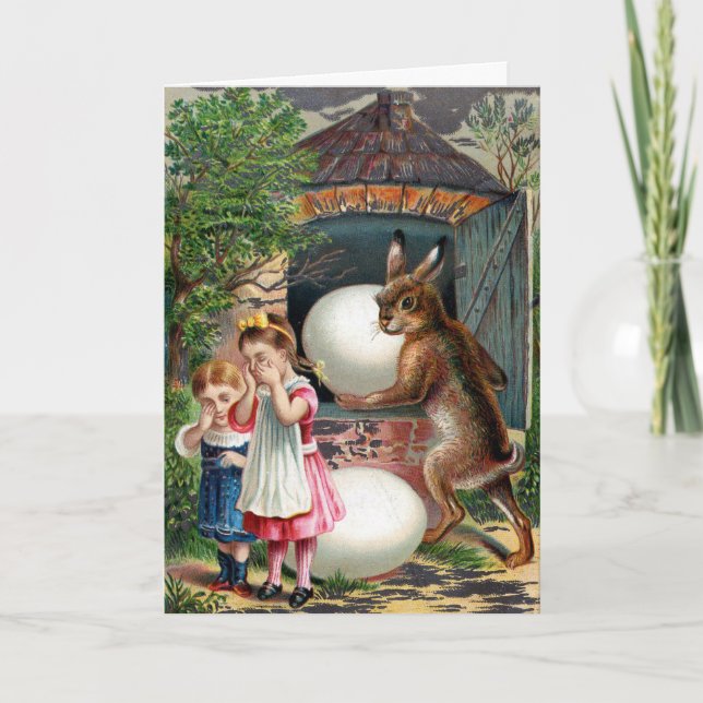 Tarjeta de pascua del Victorian - conejito y (Anverso)