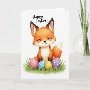 Tarjeta de Pascua del Zorro Feliz de Primavera